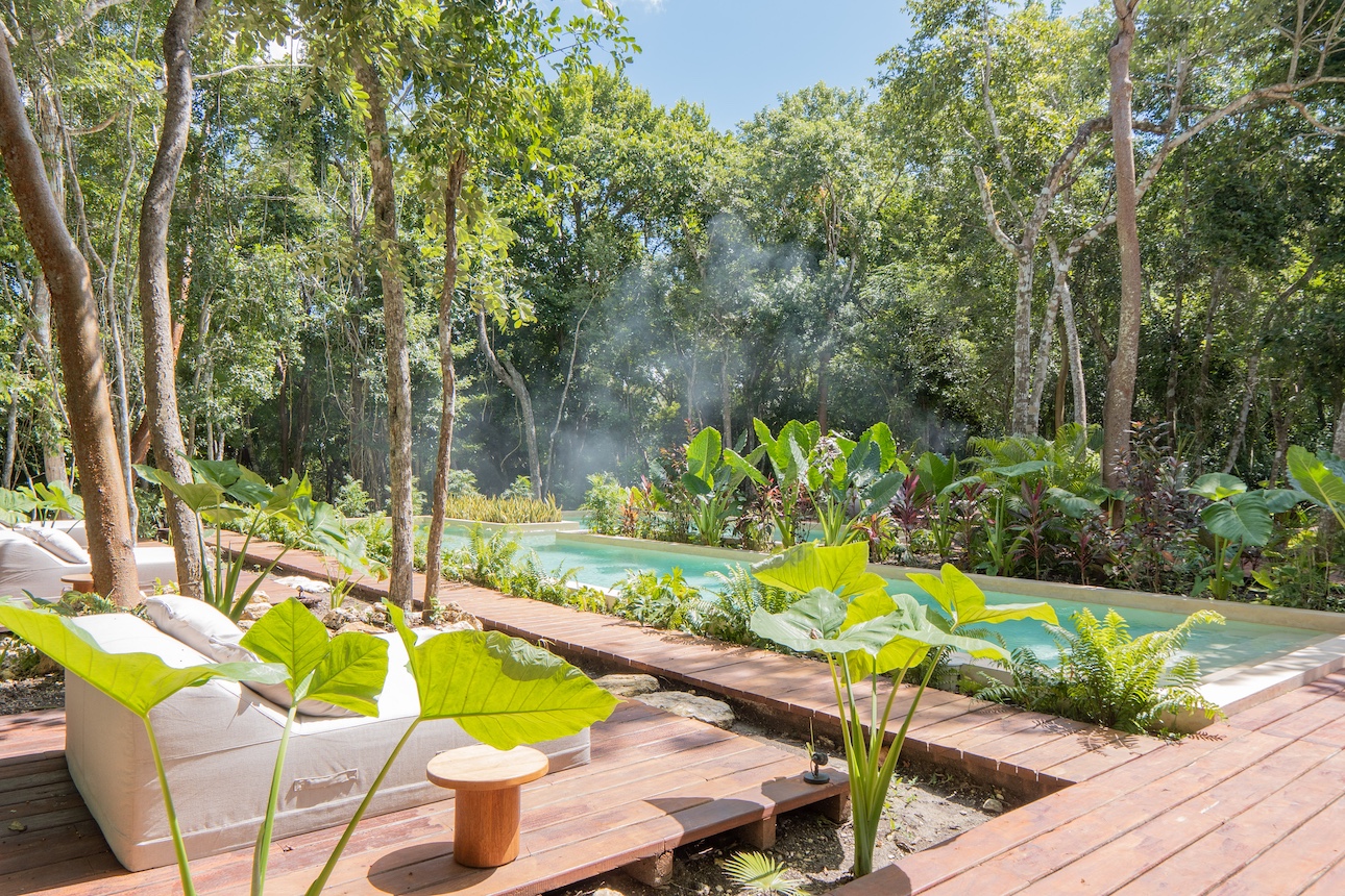 Aldea Mayab — piscina immersa nella vegetazione